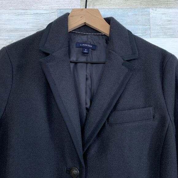 Lands End Wool School Boy Blazer Jacket Gray Metal Crest Buttons Lined Womens 8 - Picture 2 of 9